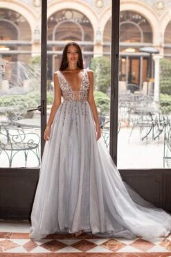 Yolanda Beaded Tulle Gown - Silver -Alamour The Label Shop 101 aa4455e0 e9df 4e58 8706 fd33cafe2f93