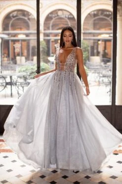 Yolanda Beaded Tulle Gown - Silver -Alamour The Label Shop 103 800d4289 ef2b 4a78 aa51 77ae3e2b5fe0