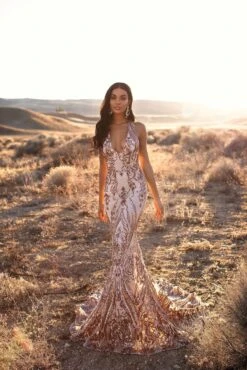 Ariya Sequin Gown - Rose Gold -Alamour The Label Shop 16 15c7ba1b 5db7 4e44 9b4a 0e8f3d794761