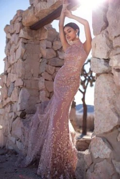 Tyra Glitter Cape Gown - Rose Gold -Alamour The Label Shop 48 0b4f93d4 26df 4241 8271 19004058afa0